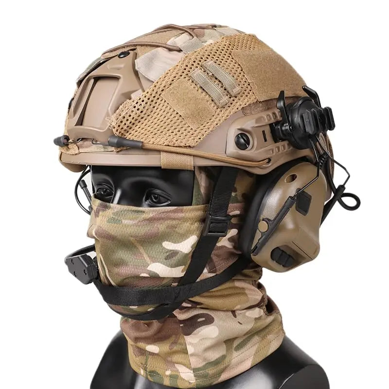 Tactical Helmet with Headset,Adjustable Airsoft Helmet with Helmet Cover & Fcae Balaclava Mask