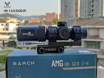 March HK 1.5-5.5x20IR Airsoft Scope - Tactical Air Rifle Optical Sight.