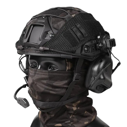 Tactical Helmet with Headset,Adjustable Airsoft Helmet with Helmet Cover & Fcae Balaclava Mask