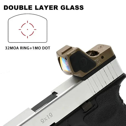 Tactical R-R HD Reflex Red Dot Sight For GLOCK Pistol Handgun Full Multi Coated Lenses Fit Rifle Airsoft Picatinny Rail Mount