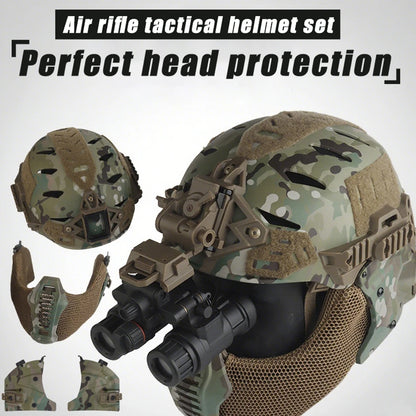 Airsoft Shooting Full Protective Helmet Set Wearing Tactical Helmet Mouth Protector Ear Protector Goggles For Special Operation
