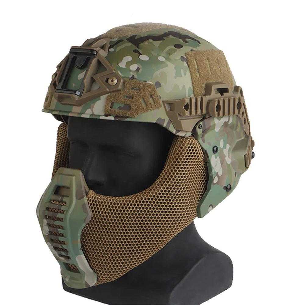 Airsoft Shooting Full Protective Helmet Set Wearing Tactical Helmet Mouth Protector Ear Protector Goggles For Special Operation