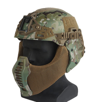 Airsoft Shooting Full Protective Helmet Set Wearing Tactical Helmet Mouth Protector Ear Protector Goggles For Special Operation