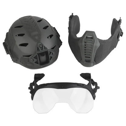 Airsoft Shooting Full Protective Helmet Set Wearing Tactical Helmet Mouth Protector Ear Protector Goggles For Special Operation