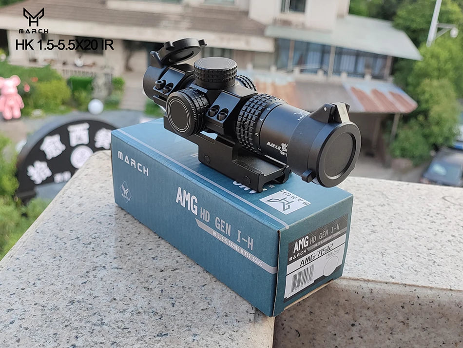 March HK 1.5-5.5x20IR Airsoft Scope - Tactical Air Rifle Optical Sight.