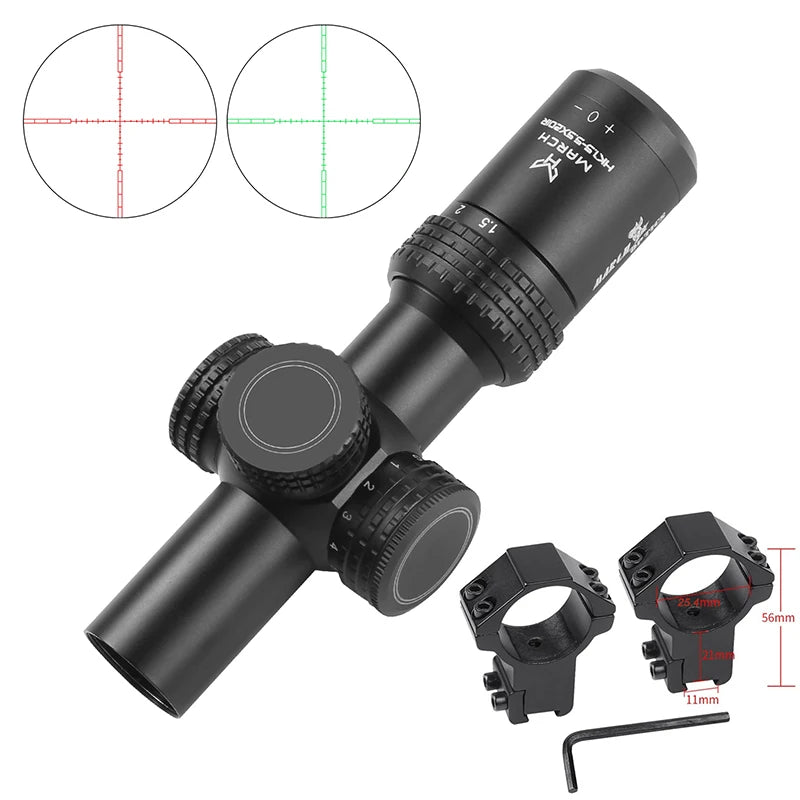 March HK 1.5-5.5x20IR Airsoft Scope - Tactical Air Rifle Optical Sight.
