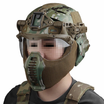 Airsoft Shooting Full Protective Helmet Set Wearing Tactical Helmet Mouth Protector Ear Protector Goggles For Special Operation