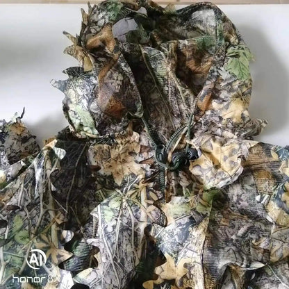 Men Women  Outdoor Ghillie Suit Camouflage Clothes Jungle Suit CS Training Leaves Clothing Hunting Suit Pants Hooded Jacket