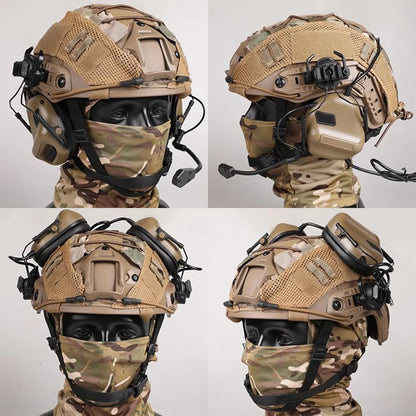 Tactical Helmet with Headset,Adjustable Airsoft Helmet with Helmet Cover & Fcae Balaclava Mask