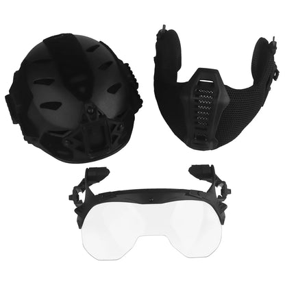 Airsoft Shooting Full Protective Helmet Set Wearing Tactical Helmet Mouth Protector Ear Protector Goggles For Special Operation